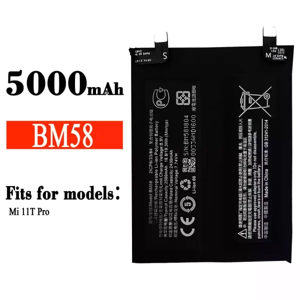 Original new battery BM58 for Xiaomi Mi 11T Pro