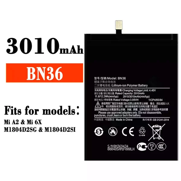 Original new battery BN36 for Xiaomi Mi A2 / Mi 6X