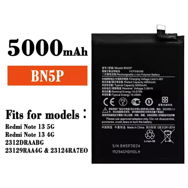 Original new battery BN5P for Xiaomi Redmi Note 13