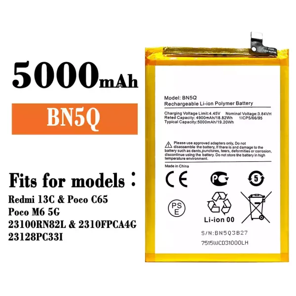 Original new battery BN5Q for Xiaomi Redmi 13C