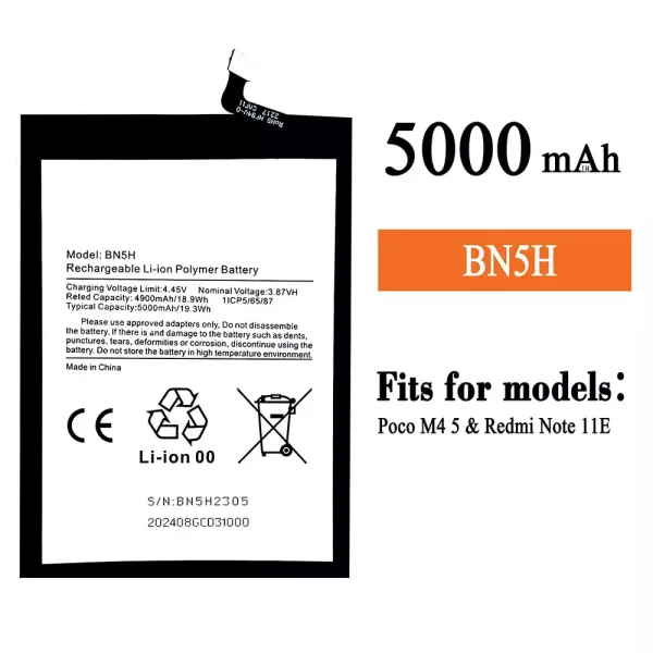 Original new battery BN5H for Xiaomi Poco M4 5G / Redmi Note 11E