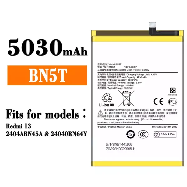 Original new battery BN5T for Xiaomi Redmi 13