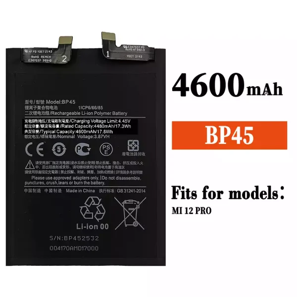 Original new battery BP45 for Xiaomi MI 12 Pro