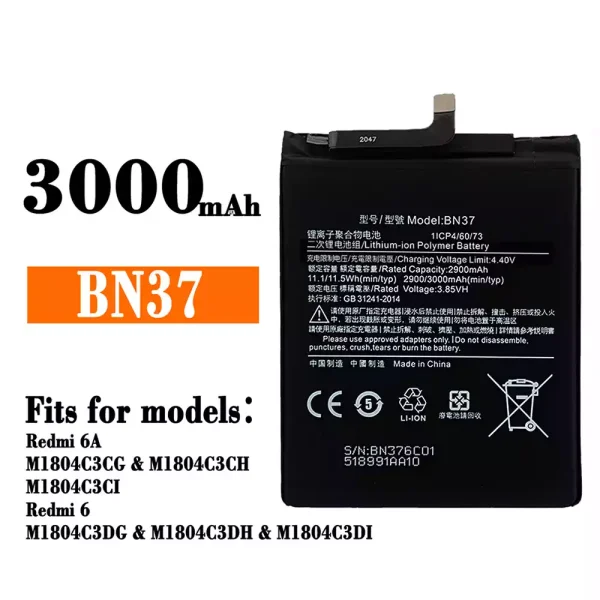 Original new battery BN37 for Xiaomi Redmi 6 / Redmi 6A