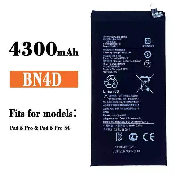 Original new battery BN4D for Xiaomi Pad 5 Pro