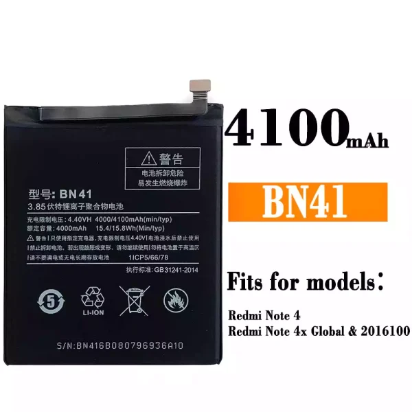 Original new battery BN41 for Xiaomi Redmi Note 4 / Redmi Note 4x