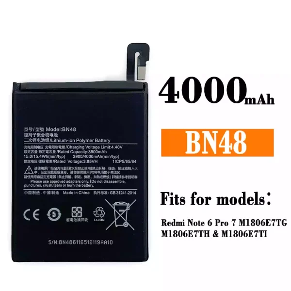 Original new battery BN48 for Xiaomi Redmi Note 6 Pro
