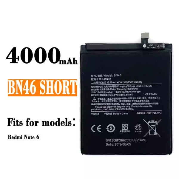 Original new battery BN46 for Xiaomi Redmi note 6