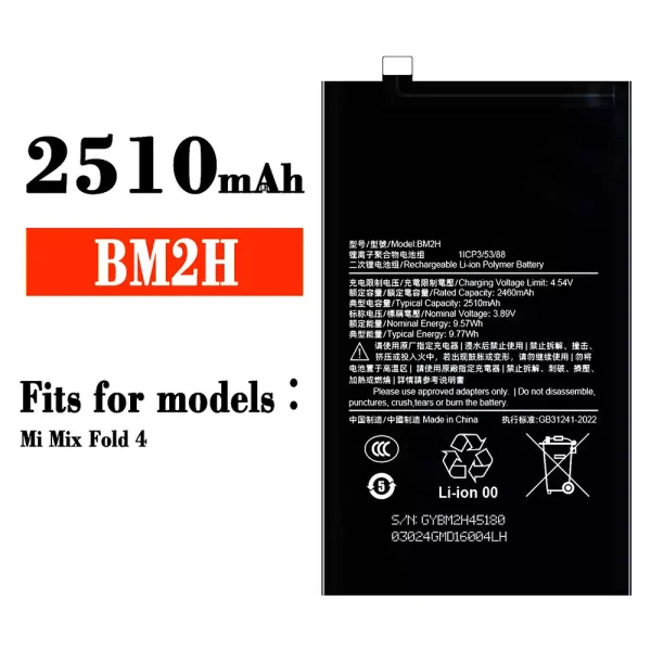 Original new battery BM2H for Xiaomi Mi Mix Fold 4