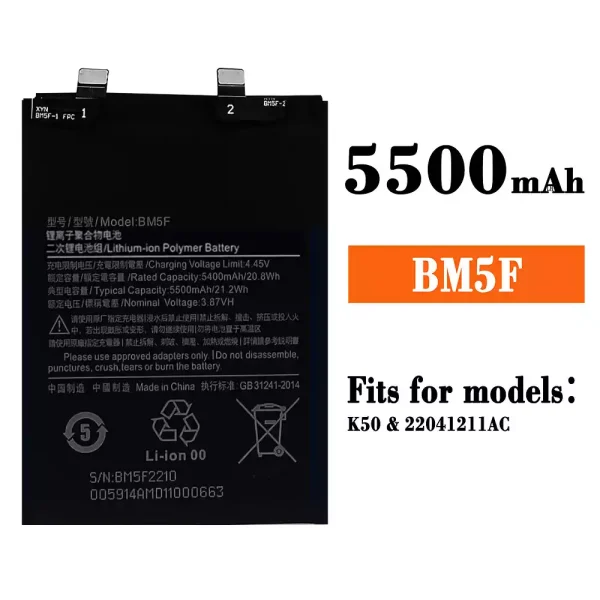 Original new battery BM5F for Xiaomi K50