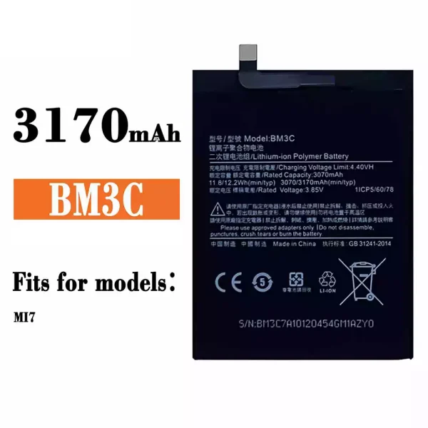 Original new battery BM3C for Xiaomi MI7