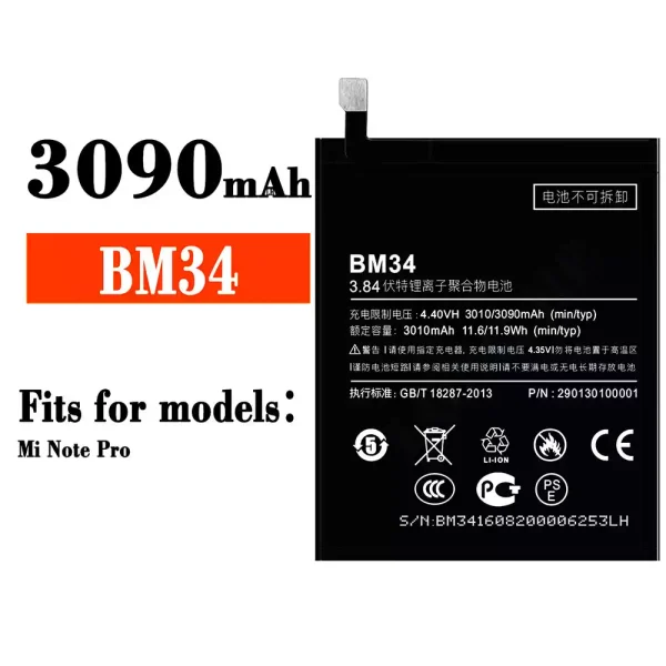 Original new battery BM34 for Xiaomi MI NOTE PRO