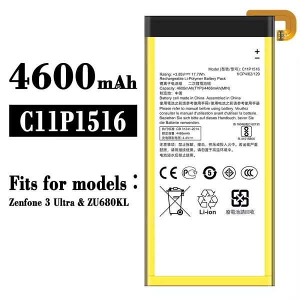 Original new battery C11P1516 for Asus Zenfone 3 ultra