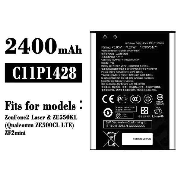 Original new battery C11P1428 for Asus ZenFone 2 ZE500KL