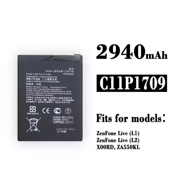 Original new battery C11P1709 for Asus Zenfone Live(L1) / Zenfone Live(L2)