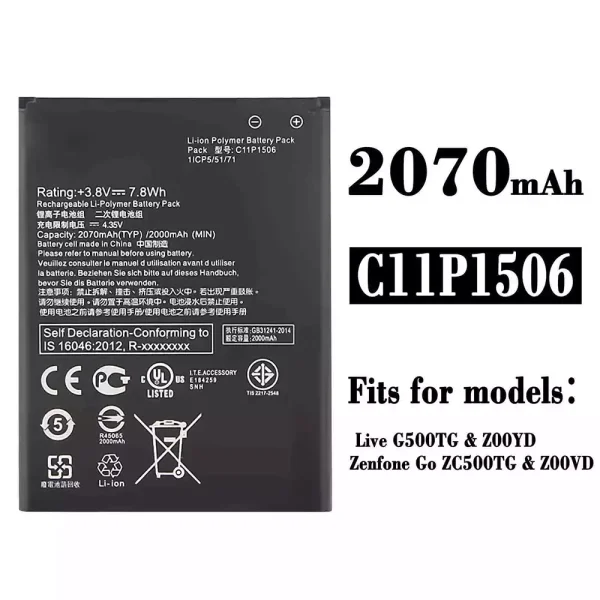 Original new battery C11P1506 for Asus Live G500TG,Zenfone Go ZC500TG