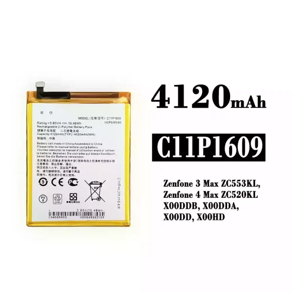 Original new battery C11P1609 for Asus Zenfone 3 Max ZC553KL / Zenfone 4 Max ZC520KL