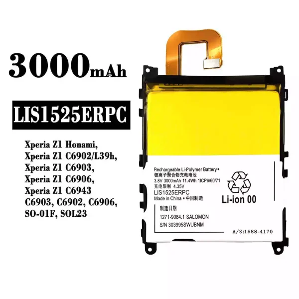 Original new battery LIS1525ERPC for Sony Xperia Z1 Honami, Xperia Z1 C6902 C6903 C6906 C6943 SO-01F SOL23