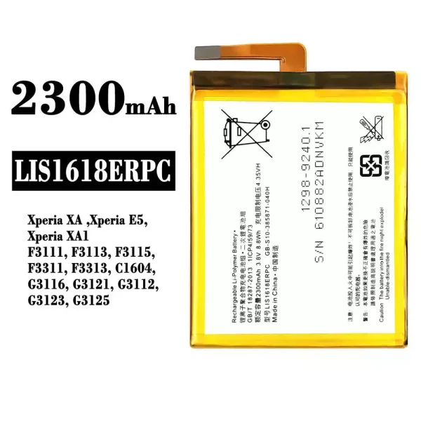 Original new battery LIS1618ERPC for Sony Xperia XA,Xperia XA1,Xperia E5