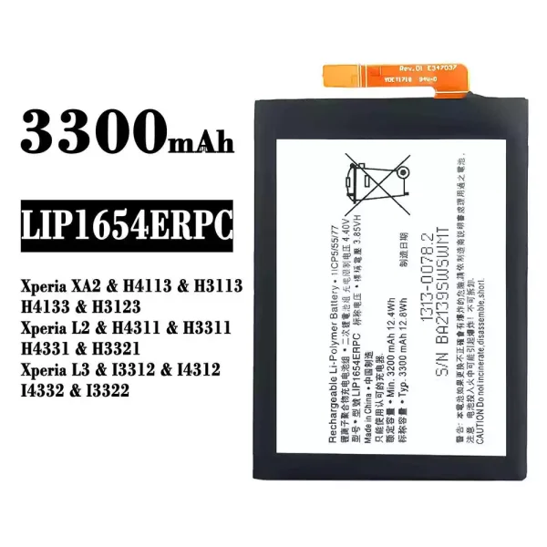 Original new battery LIP1654ERPC for Sony Xperia XA2 / Xperia L2 / Xperia L3