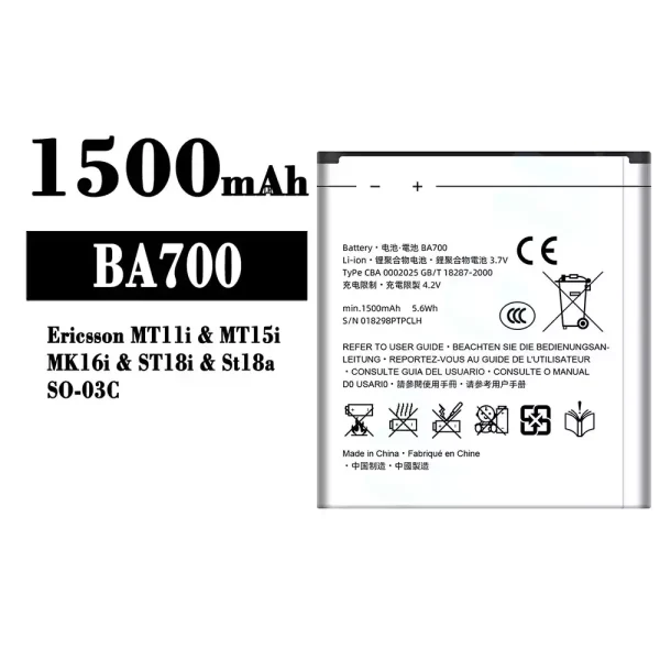 Original new battery BA700 for Sony Ericsson MT11i / MT15i / MK16i / ST18i / St18a / SO-03C