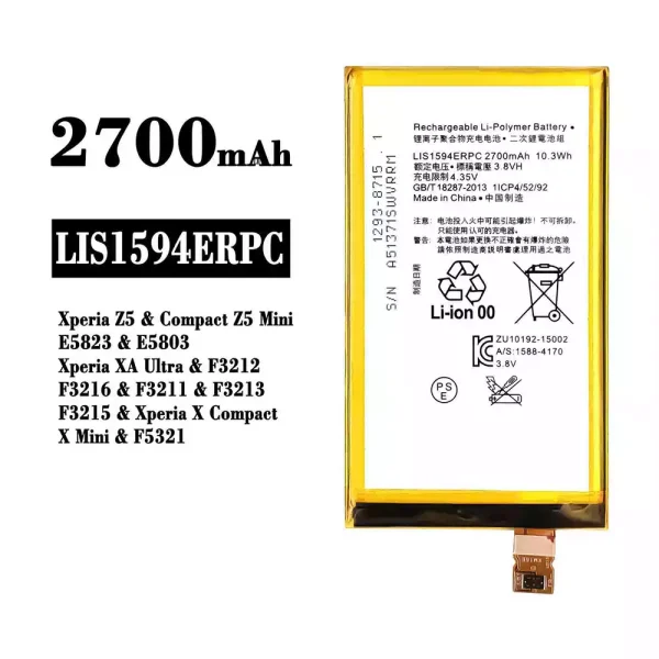 Original new battery LIS1594ERPC for Sony Xperia Z5 / Compact Z5 Mini / Xperia XA Ultra / Xperia X Compact X Mini