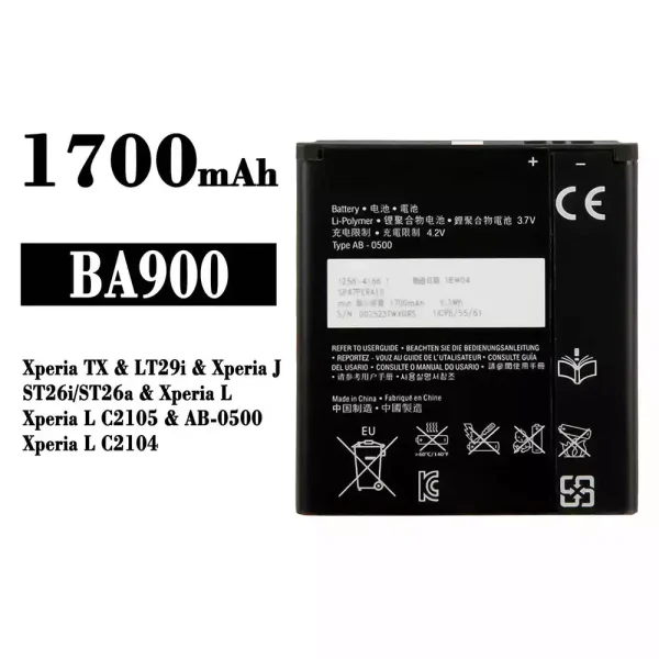 Original new battery BA900 for Sony Xperia TX / Xperia J / Xperia L