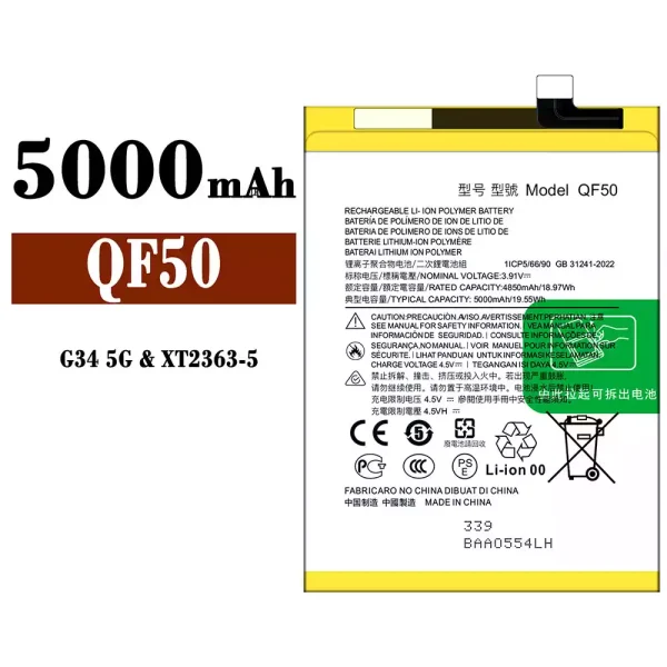 Original new battery QF50 for Motorola G34 5G / G04 / G24