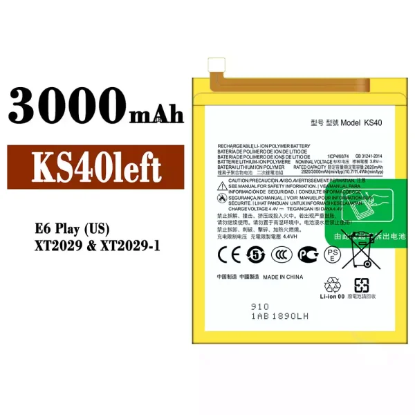 Original new battery KS40left for Motorola E6 Play