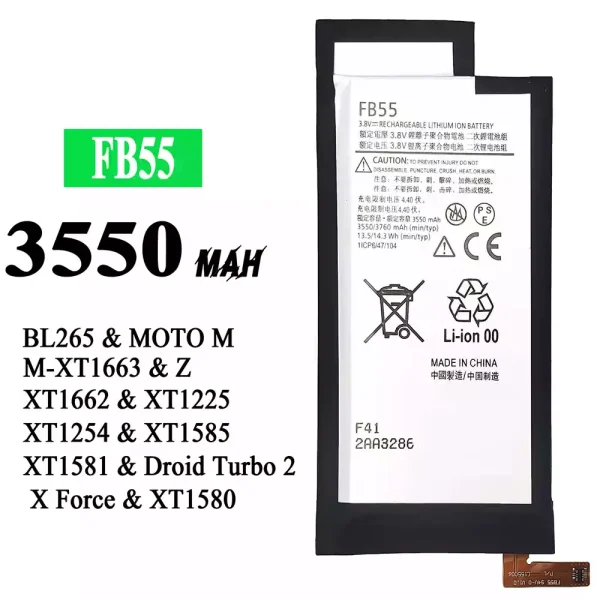 Original new battery FB55 for Motorola BL265 / MOTO M /X force / XT1662 / XT1663/XT1225 / XT1254 /T1580/XT1585 / XT1581 / Droid Turbo 2 X Force
