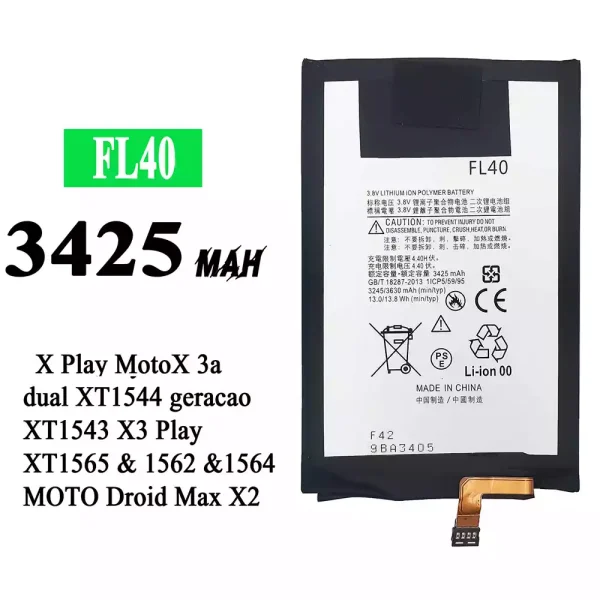 Original new battery FL40 for Motorola X Play / MotoX 3a dual / X3 Play / MOTO Droid Max X2