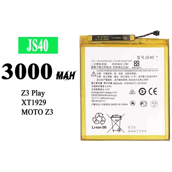 Original new battery JS40  for Motorola Moto Z3 / Moto Z3 play