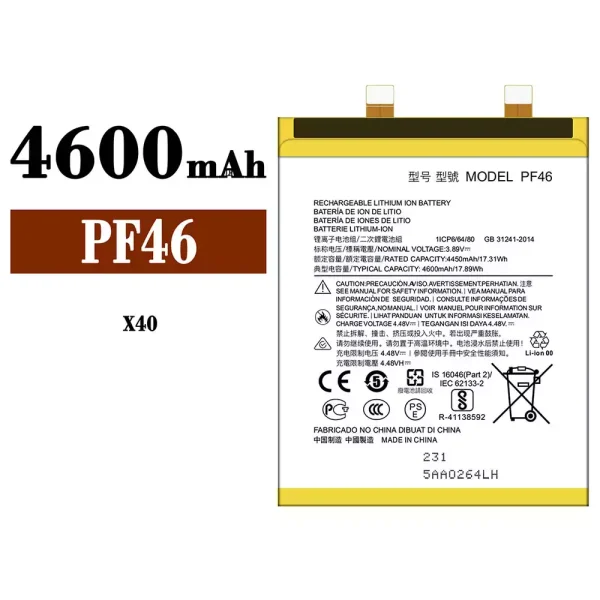 Original new battery PF46 for Motorola X40