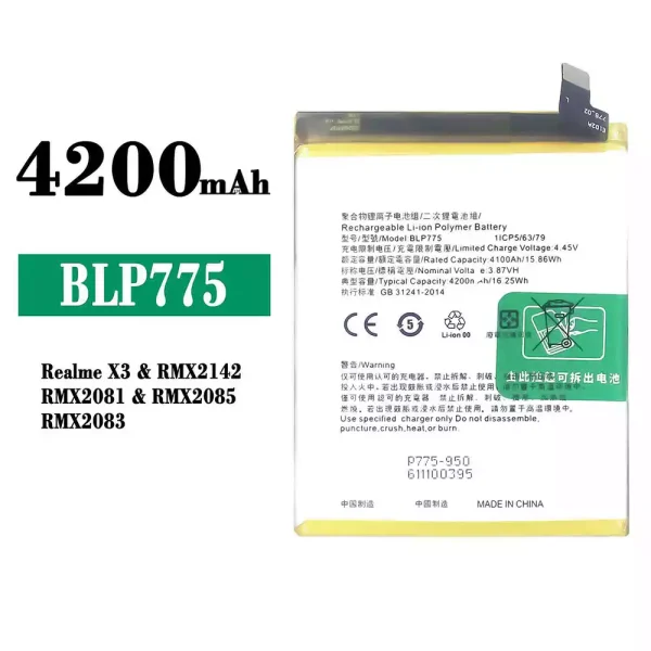 Original new battery BLP775 for OPPO Realme X3