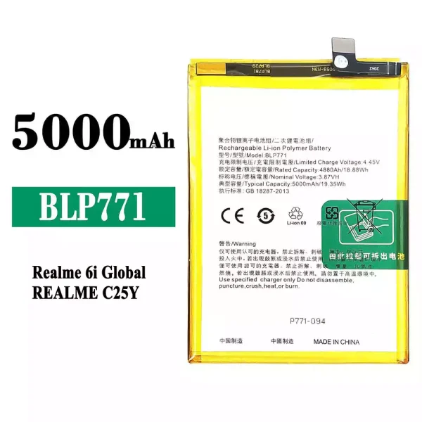 Original new battery BLP771 for OPPO Realme C25Y / Realme 6i