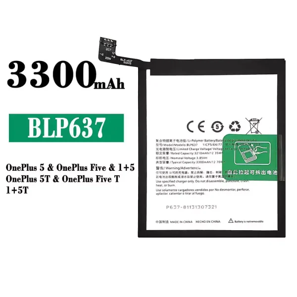 Original new battery BLP637 for OnePlus 5 / OnePlus 5T