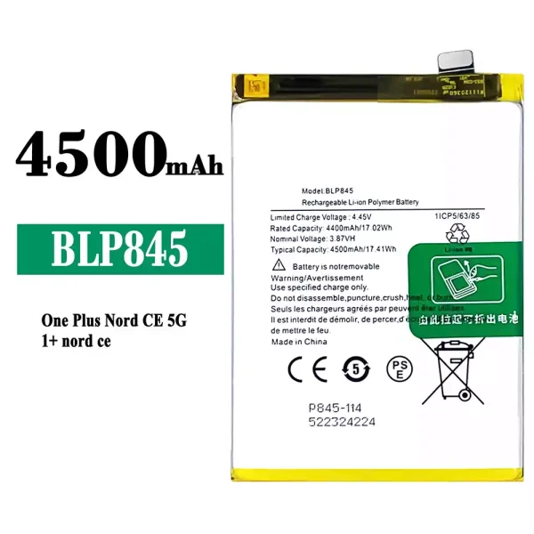 Original new battery BLP845 for OnePlus Nord CE