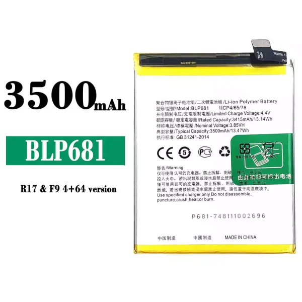Original new battery BLP681 for OPPO R17 / F9 4+64 version