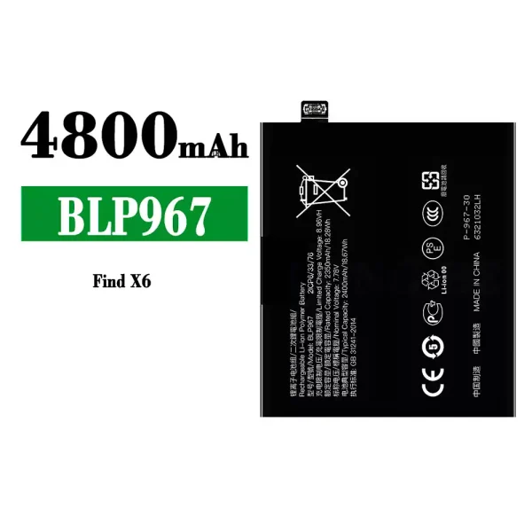 Original new battery BLP967 for OPPO Find X6
