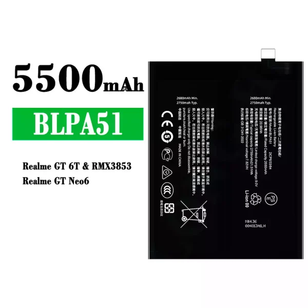 Original new battery BLPA51 for OPPO Realme GT 6T/ Realme GT Neo 6