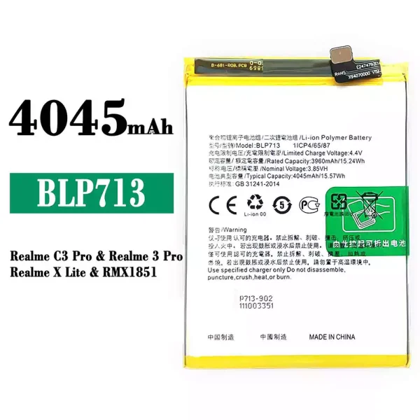 Original new battery BLP713 for OPPO Realme C3 Pro/ Realme 3 Pro/Realme X Lite
