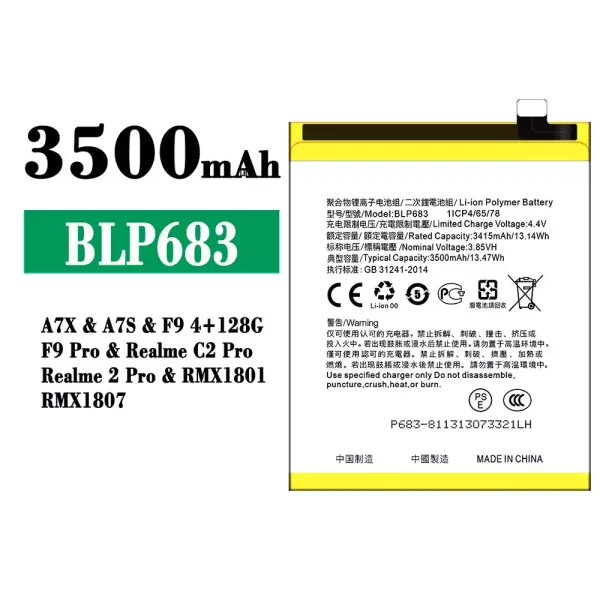 Original new battery BLP683 for OPPO A7X / A7S / F9 Pro / Realme C2 Pro / Realme 2 Pro