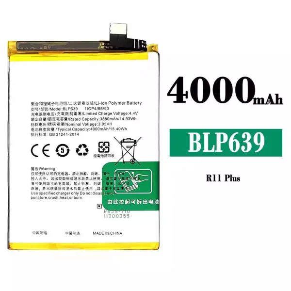 Original new battery BLP639 for OPPO R11 Plus