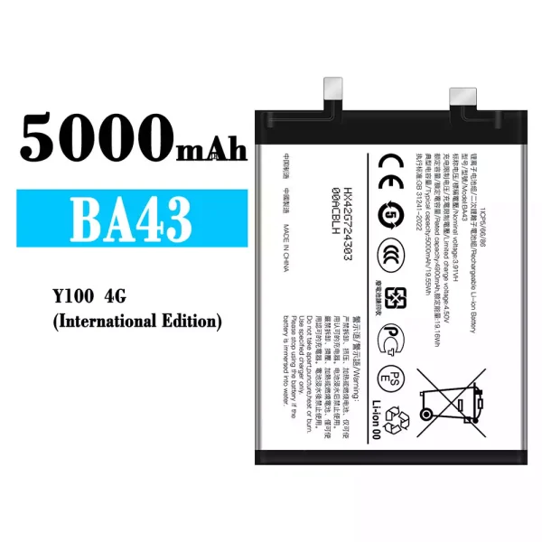 Original new battery BA43 for VIVO Y100 4G International Edition