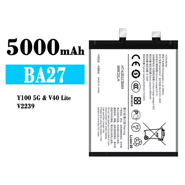 Original new battery BA27 for VIVO Y100 5G/V40 Lite