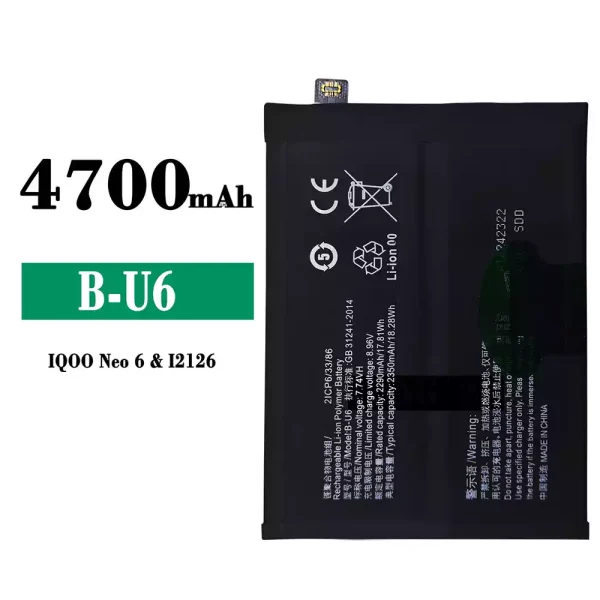 Original new battery B-U6 for VIVO iQOO Neo6