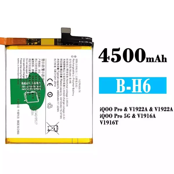 Original new battery B-H6 for VIVO iQOO Pro 5G