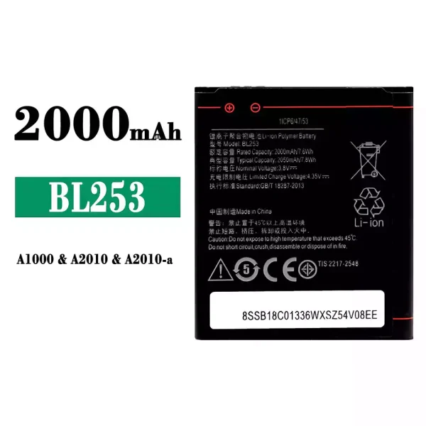 Original new battery BL253 for Lenovo A1000/A2010/A2010-a