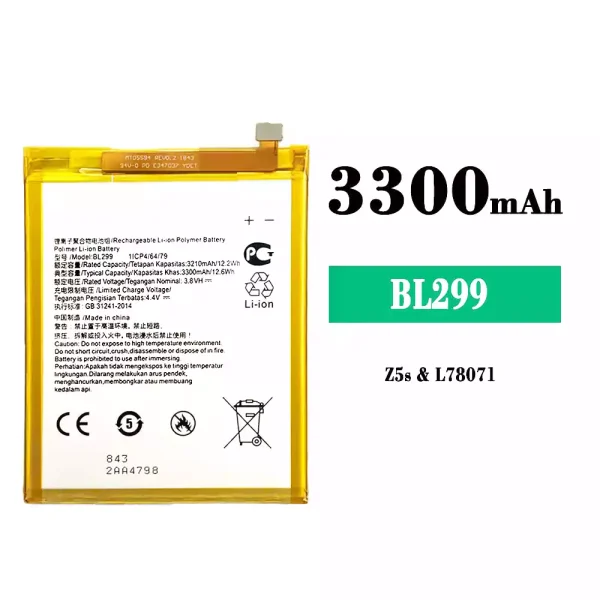 Original new battery BL299 for Lenovo Z5s