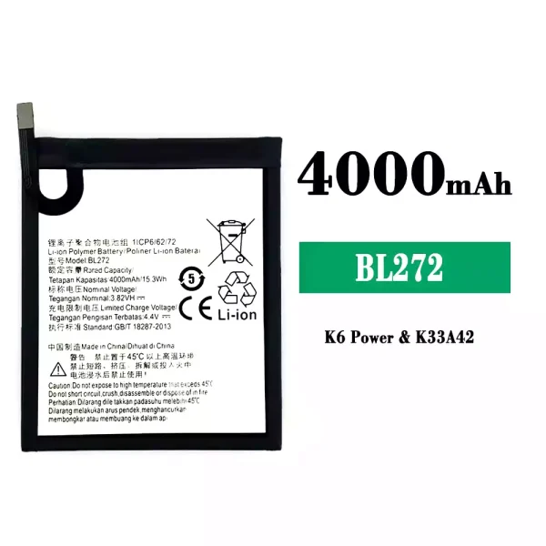 Original new battery BL272 for Lenovo K6 Power